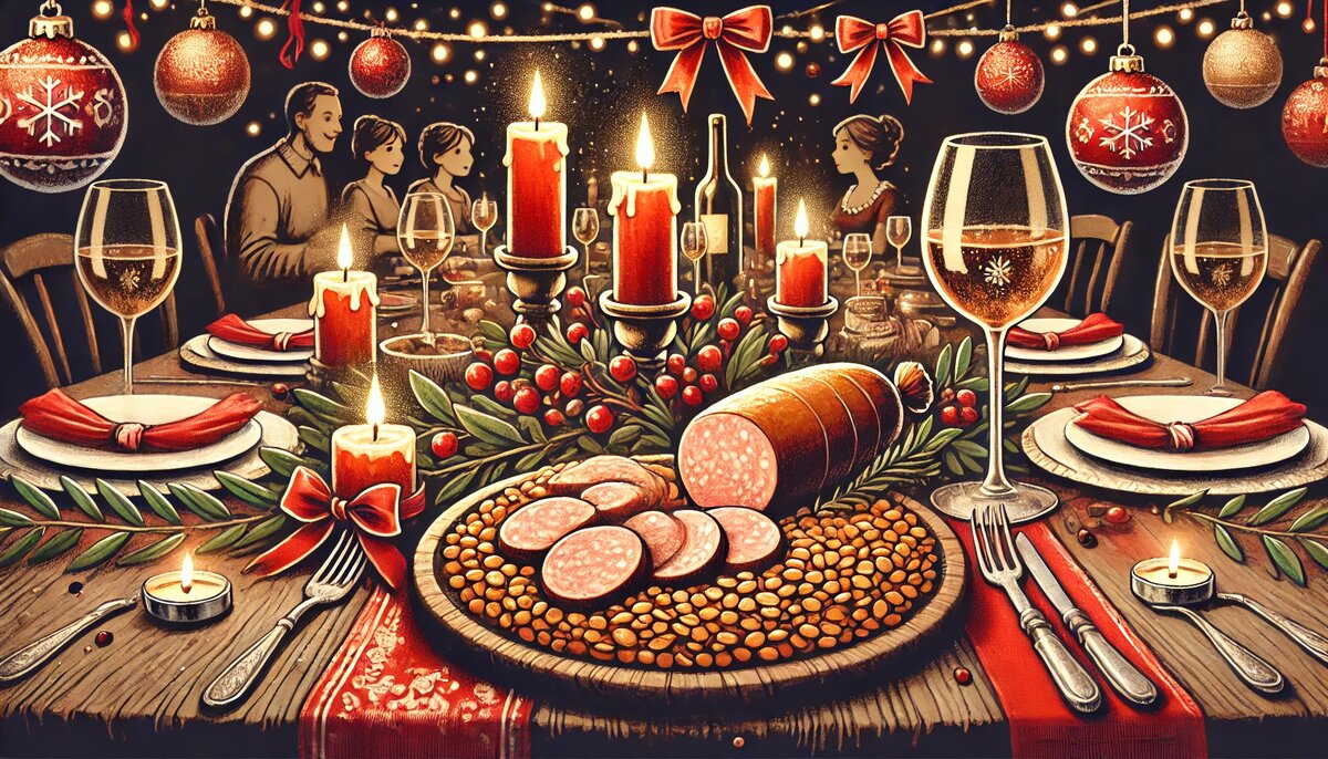 Традиции новогоднего котекино с чечевицей (сгенерировано DALL-E)