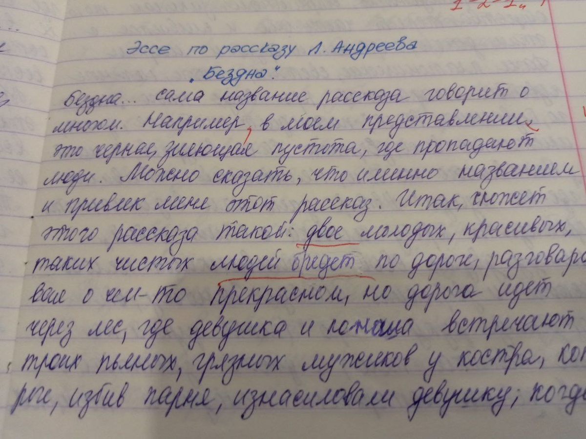 Эссе по рассказу Леонида Андреева "Бездна".