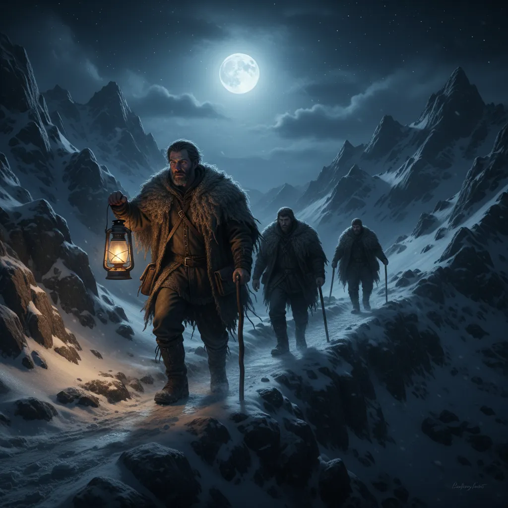 Ночной переход по горной тропе.