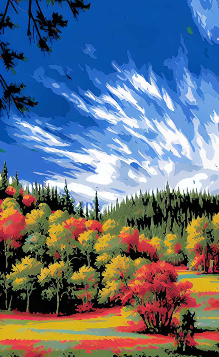 Золотое, алое, синее. Иллюстрация создана с помощью нейросети DreamAI и программы Photoshop.