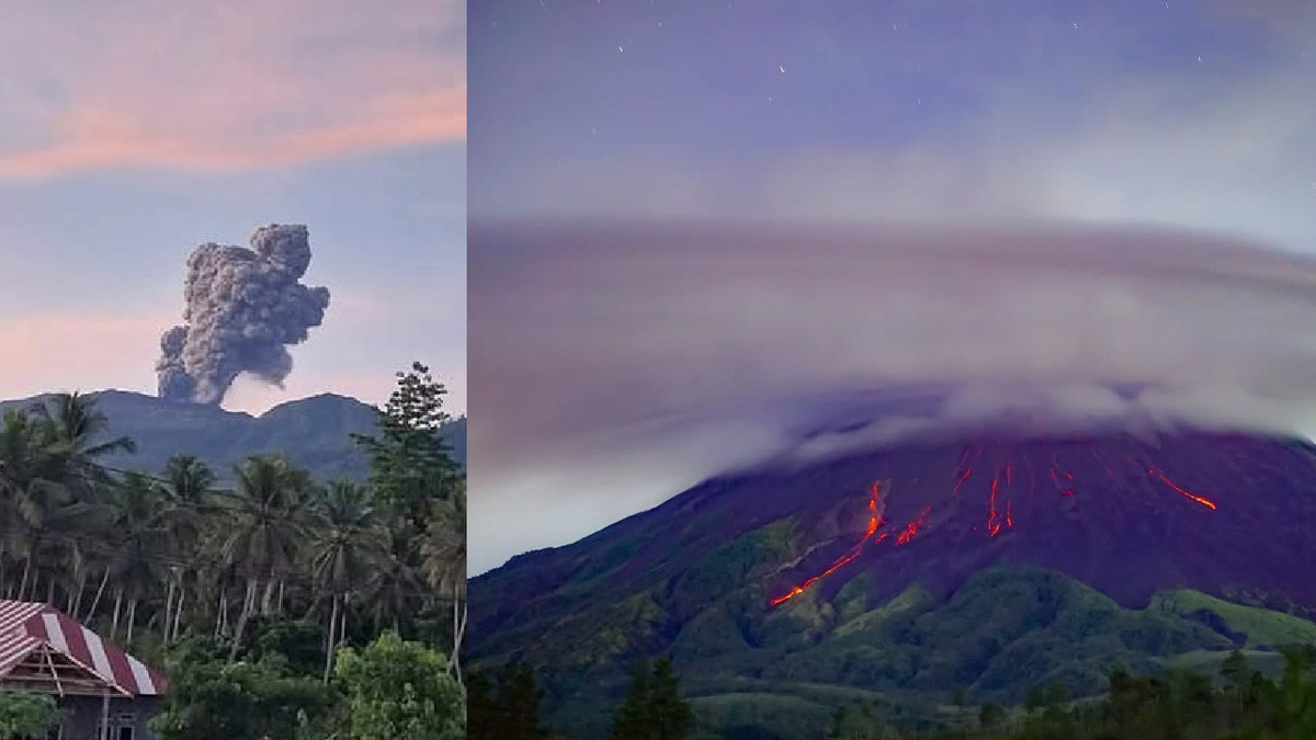Индонезийские поддерживают репутацию: Дуконо 25 и Мерапи, спрятавшийся под лентикулярным облаком, 27 ноября