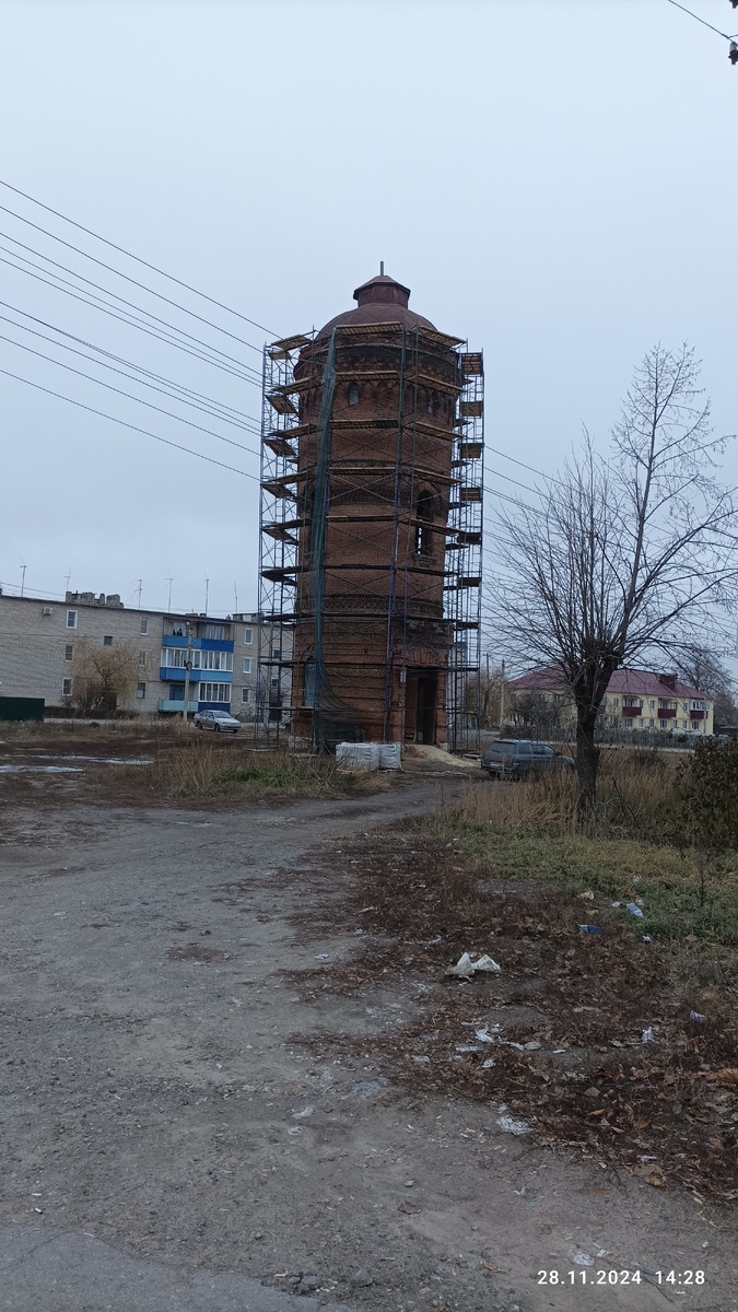 Ремонт водонапорной башни в Чаплыгине. 