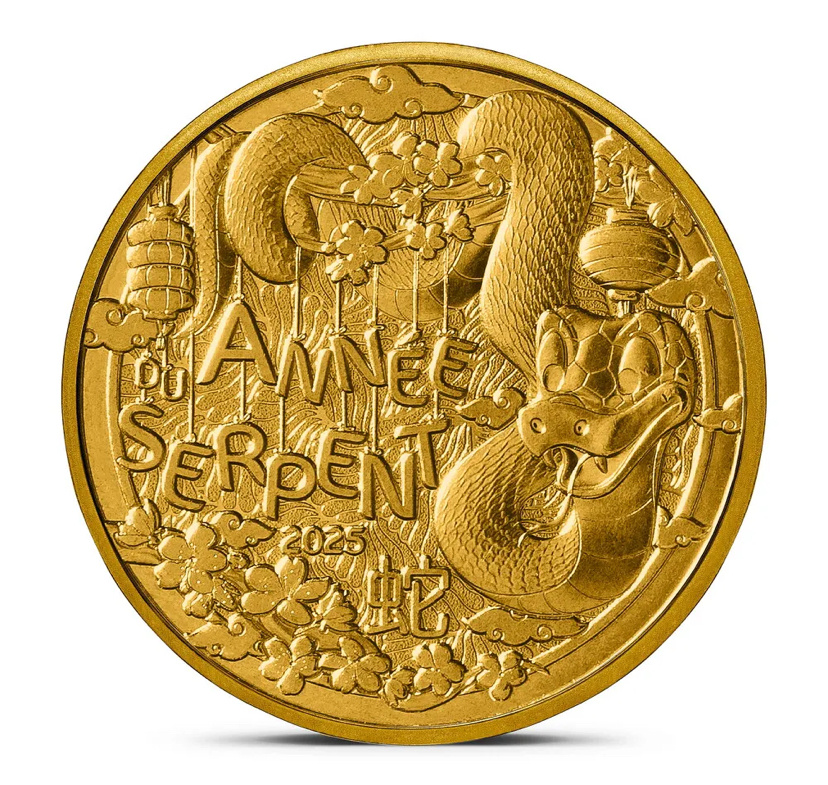 1/4 евро 2025 года «Год змеи» (аверс). Источник: monnaiedeparis.fr