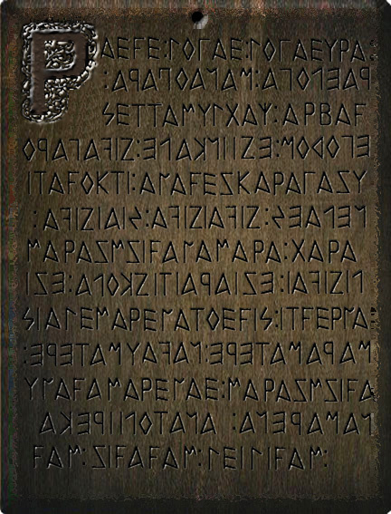 Я не знаю, что это за артефакт и откауда, из чего изготовлен, но я вижу на нем текст лемносской змейкой, родственной этрусскому сплошняку письменности, которой, кроме меня, никто еще не расшифровал, как и другие артефакты этрусской письменности . "Не читаемо" - такой общий вердикт академиков от лингвистики.
