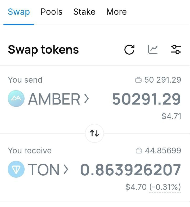 Как обменять токены обмен $AMBER на $TON?