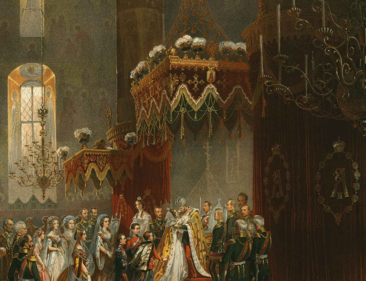 Поздравления Александру II от членов Императорской семьи, 1856 (худож. М. Зичи, хромолитография)