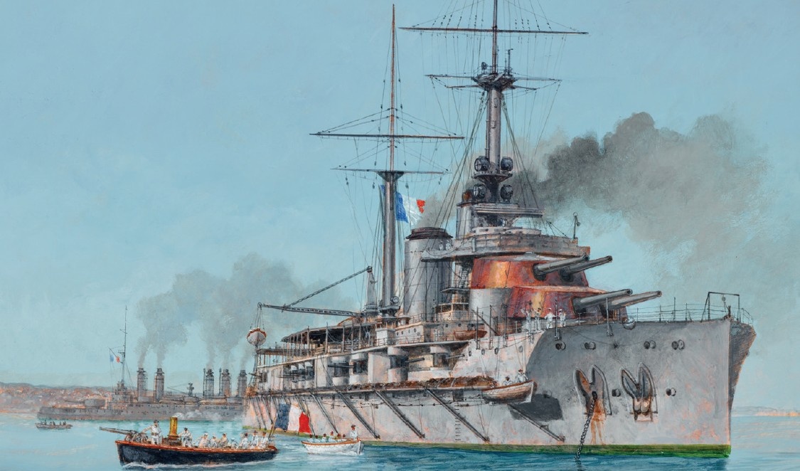 Линкор «Прованс» в ходе десантной операции в Пире (рисунок)