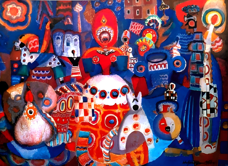 "Дымковская фантазия" Бумага, смешанная техника , 1966 г.г 