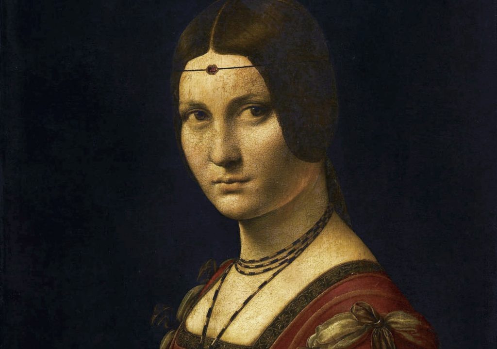 Леонардо да Винчи, «Портрет дамы из миланского двора», также известный как «Прекрасная Ферроньера», 1490–1497. Фрагмент.