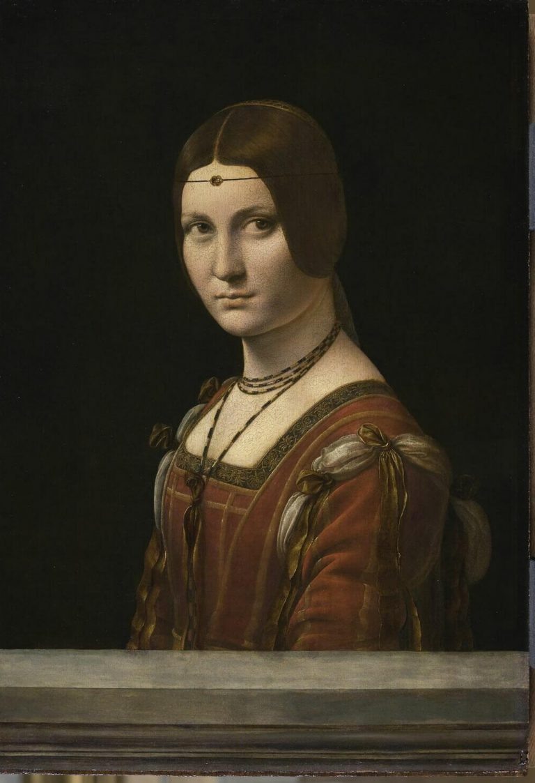 Леонардо да Винчи, «Портрет дамы из миланского двора», также известный как «Прекрасная Ферроньера», 1490–1497.