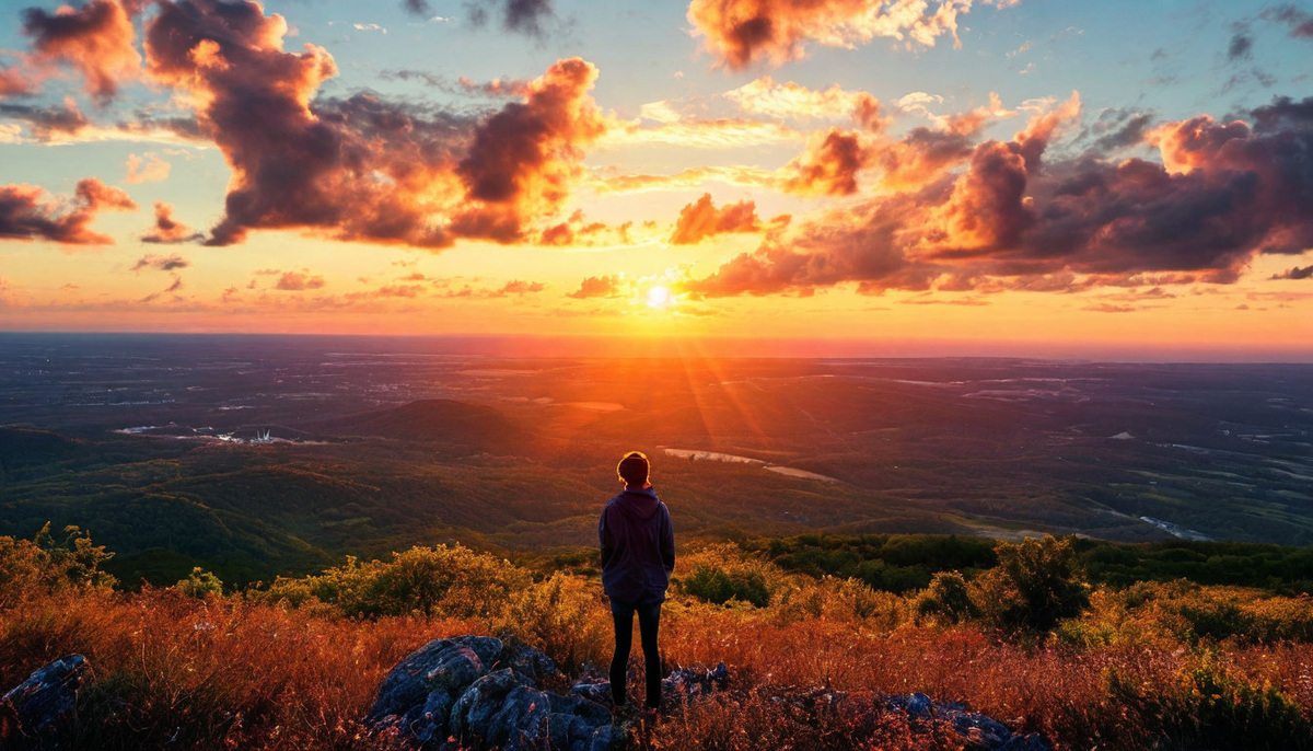 Человек, стоящий перед открытым горизонтом, глядя в будущее, как символ свободы и возможности начать всё заново.