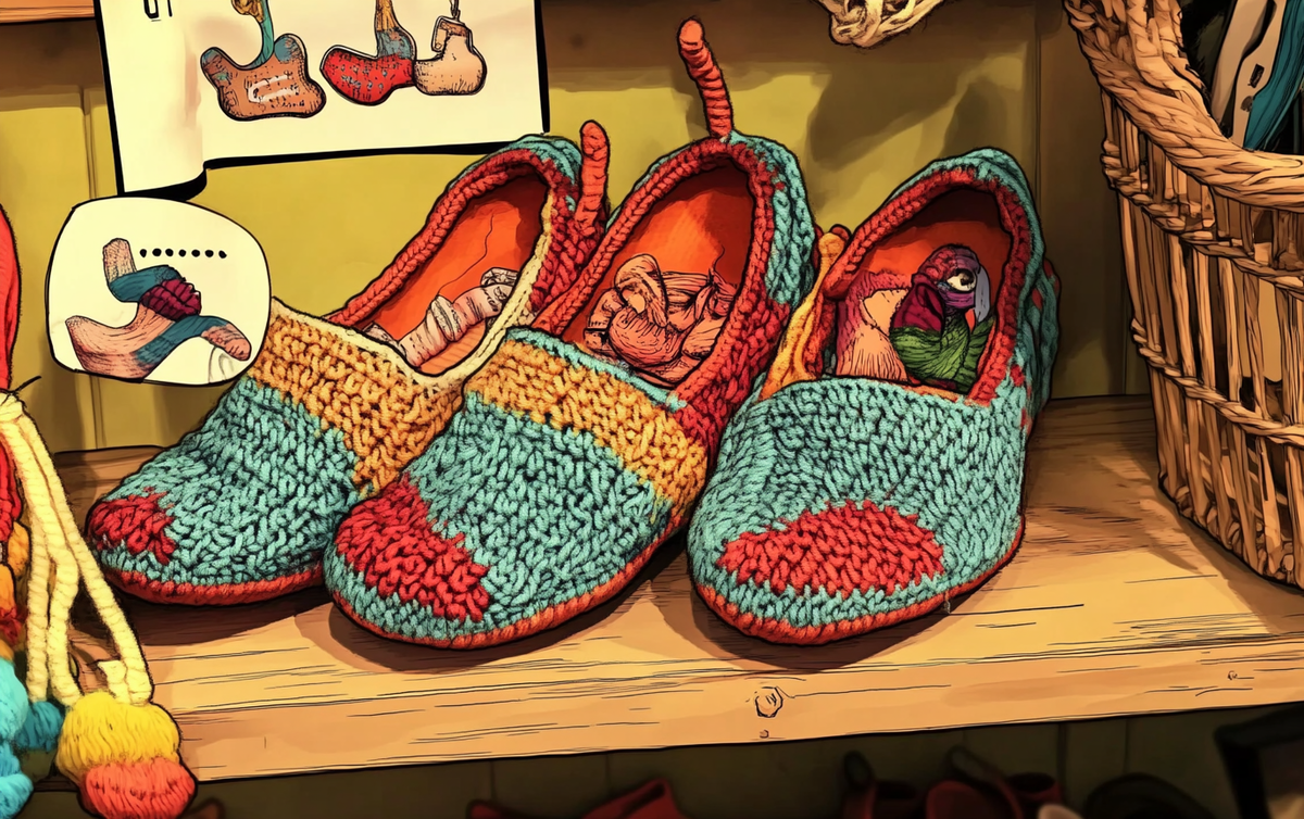    letnie_tapochki_spitsami_kak_svyazat_legkuyu_obuv Ленивое Вязание