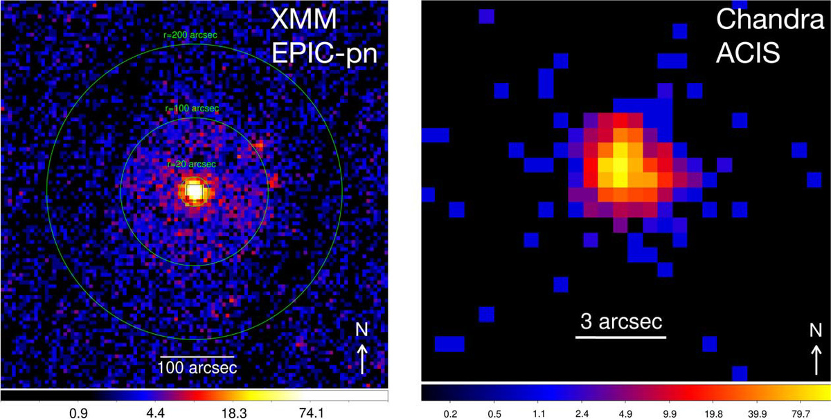 Снимки звезды-остатка SN 1181 в рентгеновском диапазоне — космические обсерватории XMM-Newton и Chandra. AstroPhysical Journal 969 116 (2024).