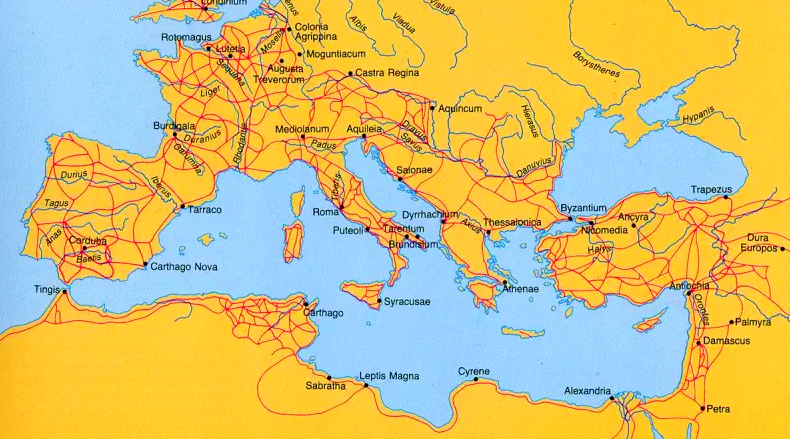 Карта римских дорог I-II в. н.э.
