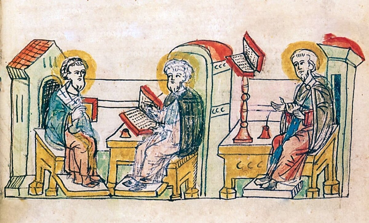 Кирилл и Мефодий - миниатюра из Радзивилловской летописи