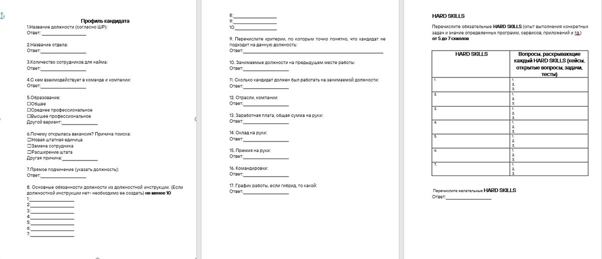 Так может выглядеть шаблон профиля кандидата