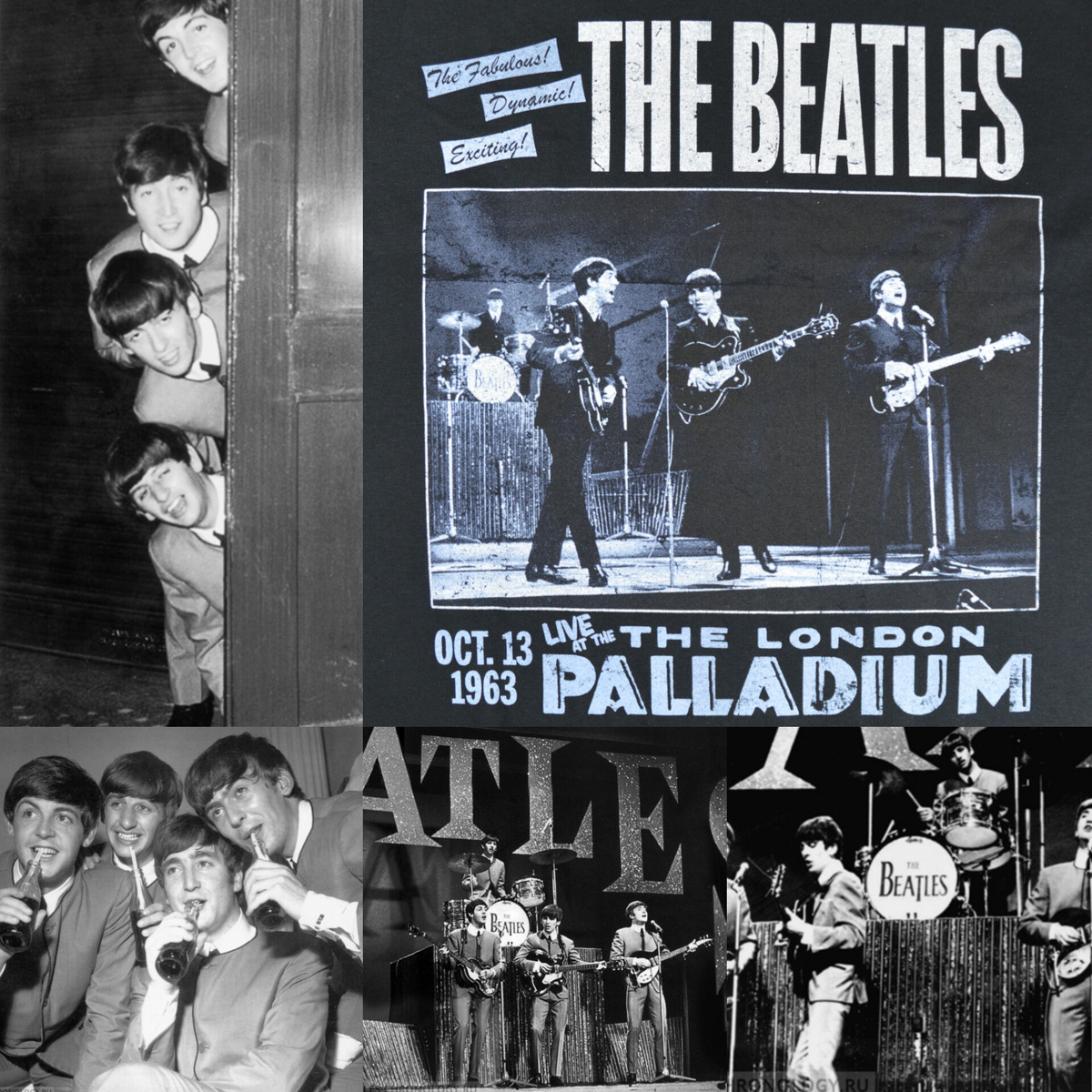 "Битлз" в концертном зале "Палладиум" 13 октября 1963 года. Коллаж автора из фото в свободном доступе 