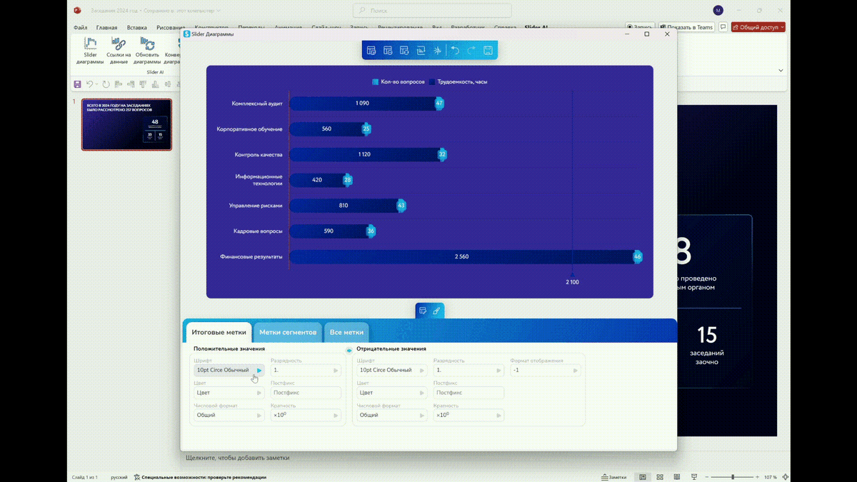 Настройка стиля меток