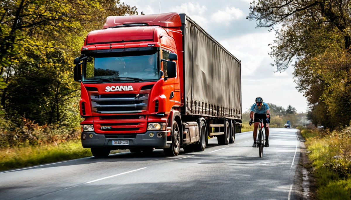 Грузовик и велосипедист