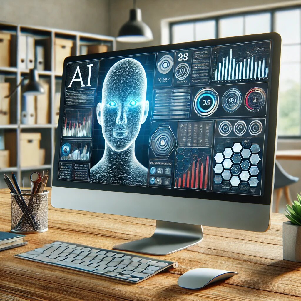 Панель с данными и графиками, анализируемыми ИИ.