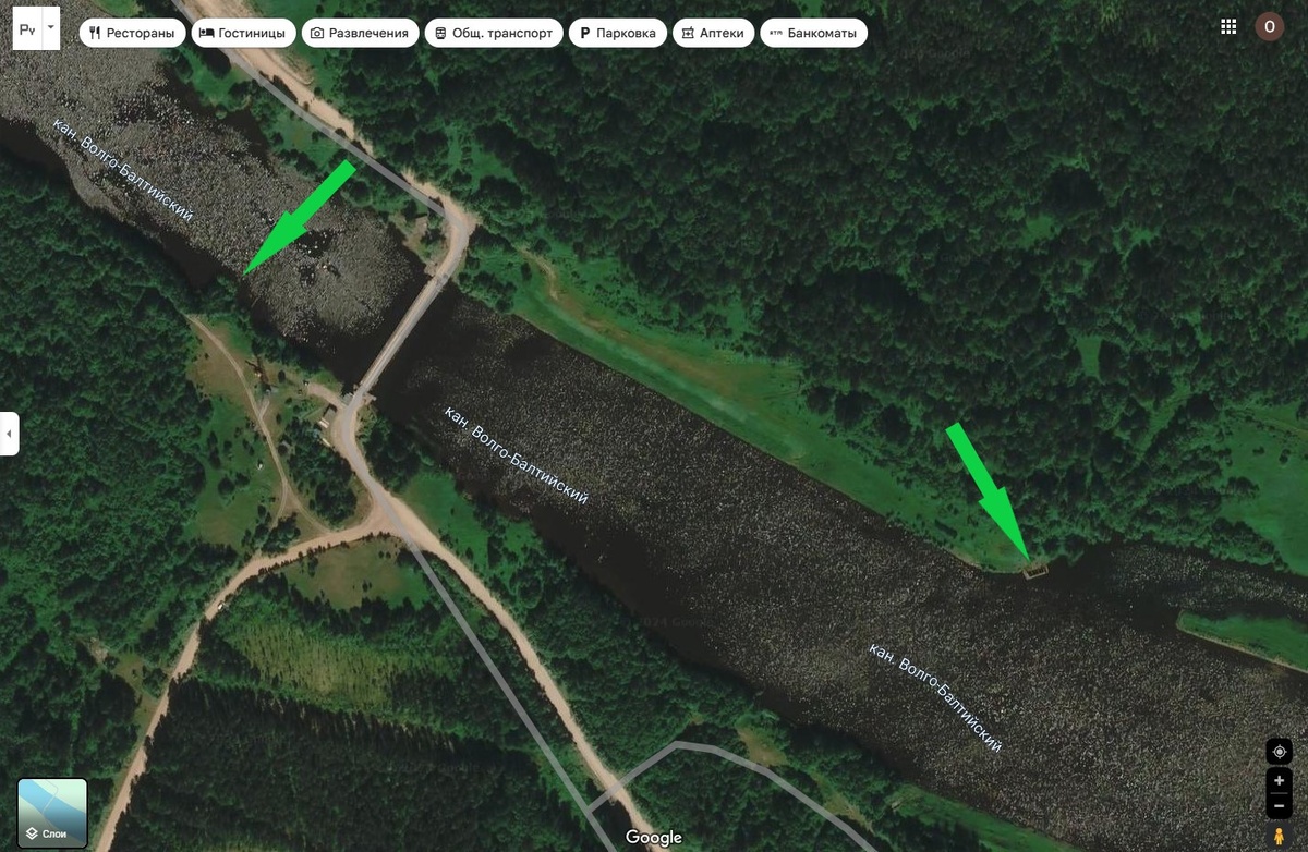 Снимок со спутника причалы Волков мост