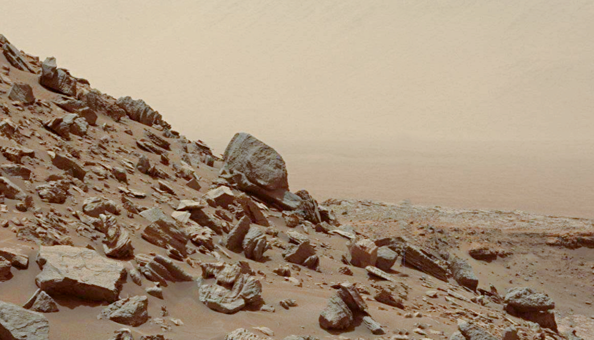 Снимок поверхности Марса, сделанный аппаратом Curiosity.