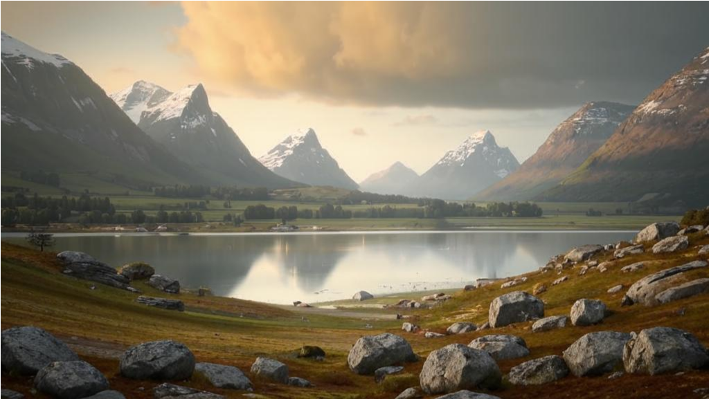 На острове Фрисланд - типично скандинавский пейзаж.