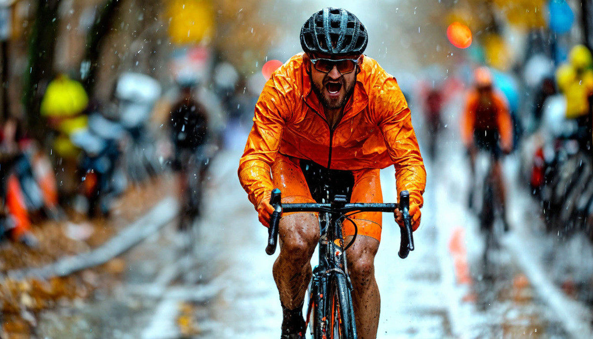 Едет в дождь :)