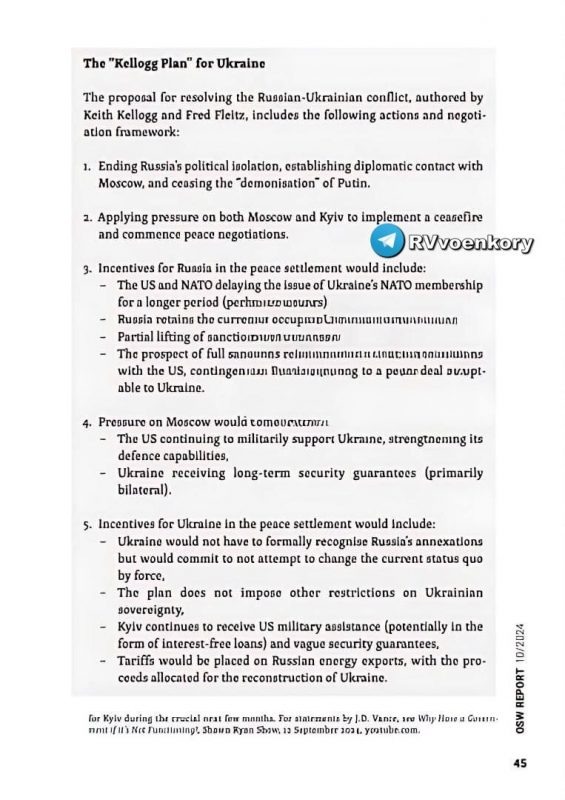   Предположительно, скан "Плана Келлога". Тг-канал "Операция Z: Военкоры Русской Весны".