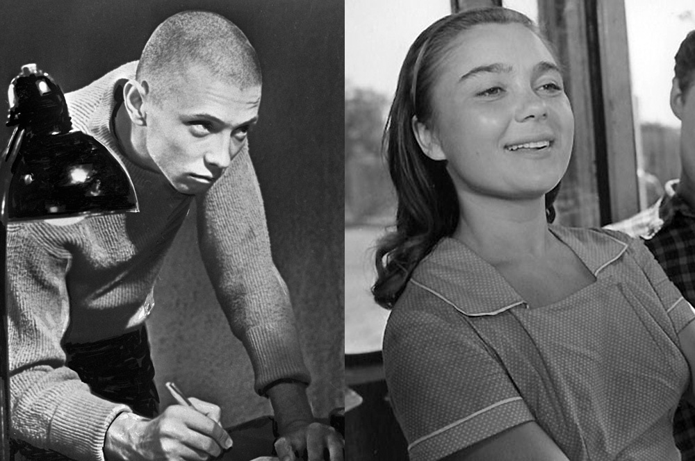    Олег Даль в фильме «Человек, который сомневается», 1964 год и Нина Дорошина в фильме «Первый троллейбус», 1963 г. Кадр из фильма