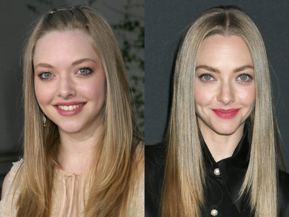    Аманда Сайфред в 2004 году (слева) и в 2024 году (справа)