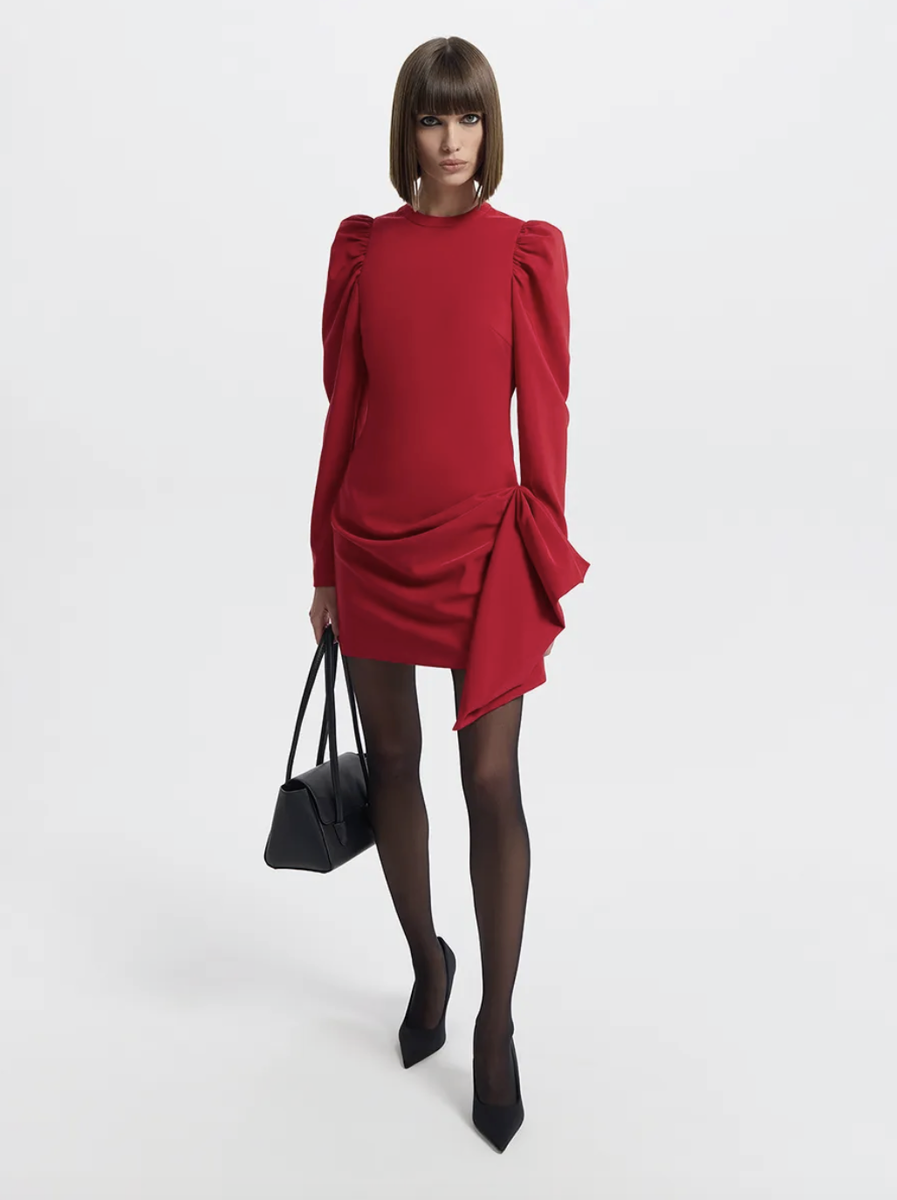 Платье с драпировкой в длине мини