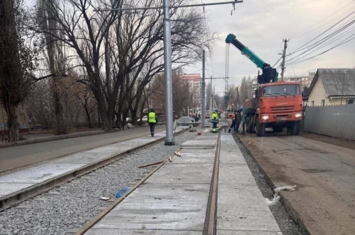    На трамвайном маршруте № 9 в Саратове уложили 77% рельсов и 85% шпал