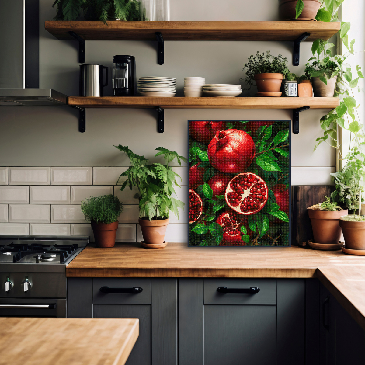 Алмазная мозаика на подрамнике 40х50 см — Сочные гранаты