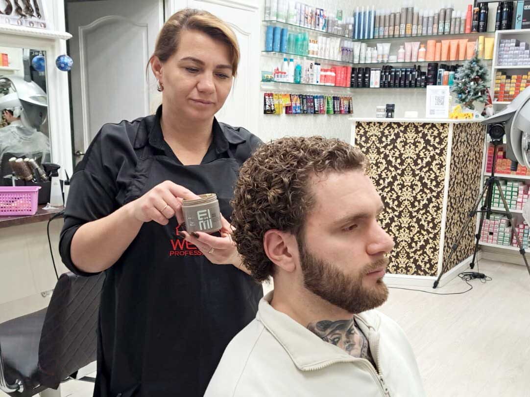 Укладка после мужской химической завивки волос