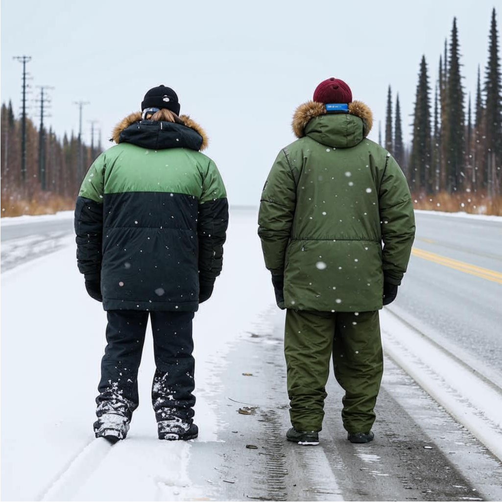 Эндрю Блэквуд разговаривает с Саймоном Тинклитом у въезда в Коппер. Создано нейросетью Кандинский.  
