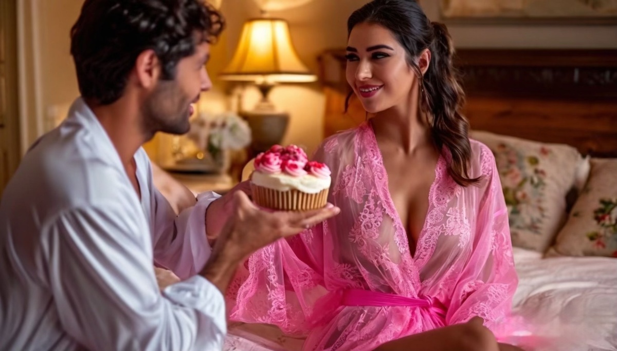 Мужик получится без пальца 😂Но зато какие он кексы предлагает и халатик у женщины просто бесподобен)))