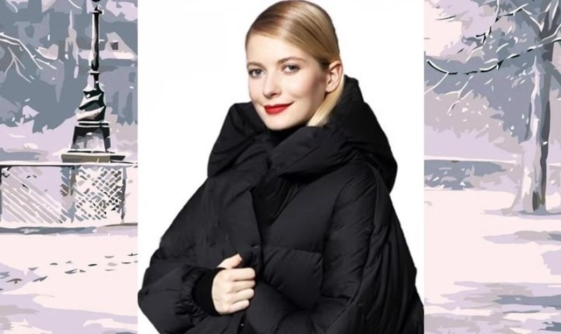 Чернй пуховик женский