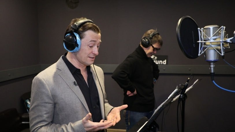 Сергей Безруков на озвучании анимационного фильма «Герои Арктики» – студия «Воронеж»