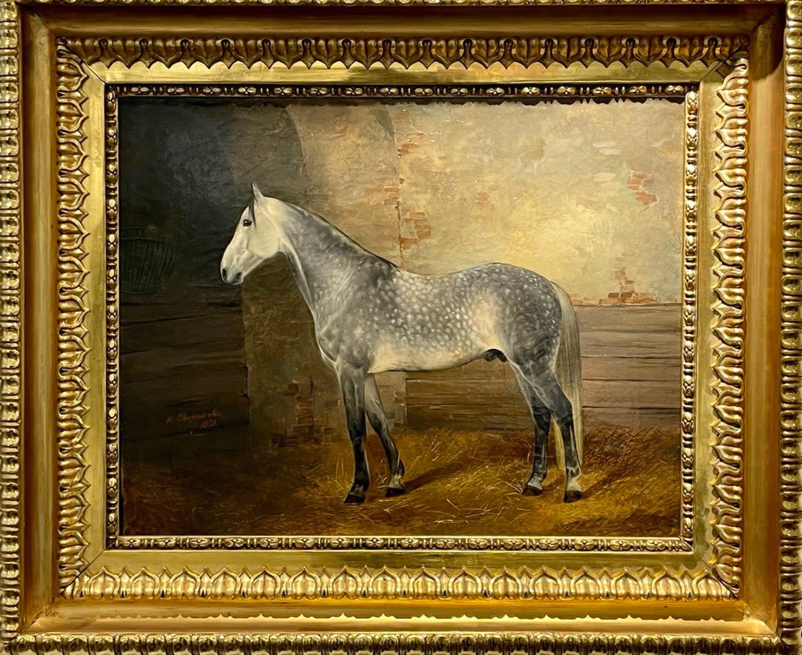 Портрет Серого жеребца, 1851 г., материалы: холст, масло, размеры: 58,3 х 71 см. Источник: https://moscow-auction.ru