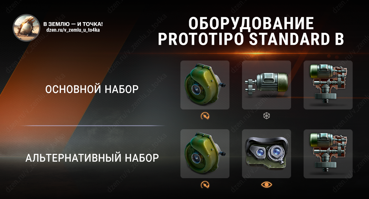 Оборудование для Prototipo Standard B (World of Tanks / Мир танков)