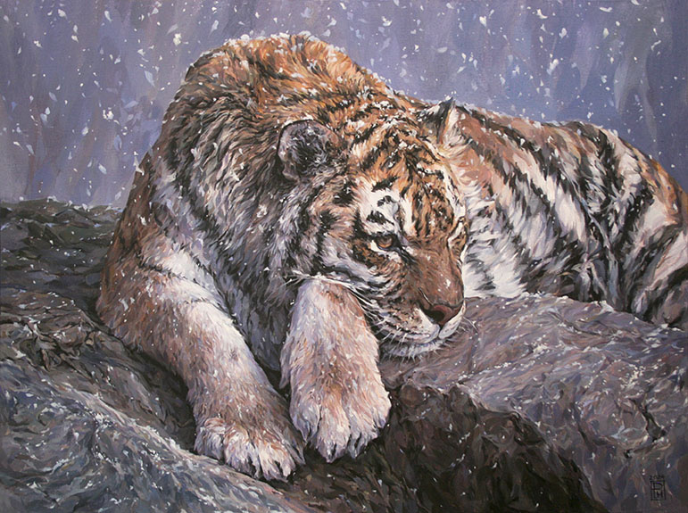 "Первый снег" холст, акрил, 60-80 см, 2024 г