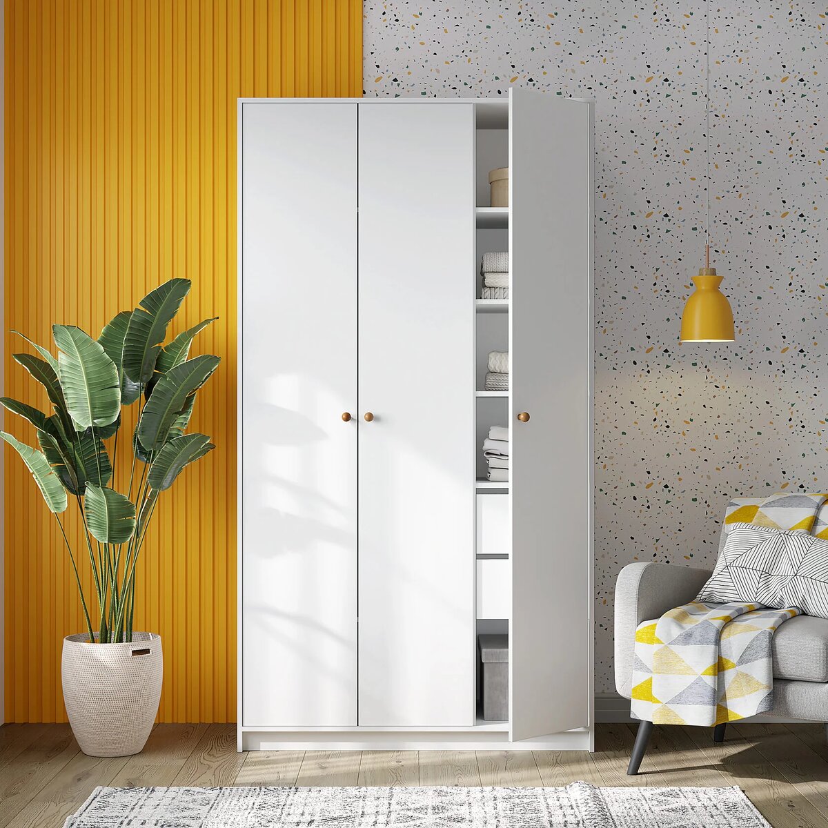 Шкаф трехстворчатый с ящиками Лагом