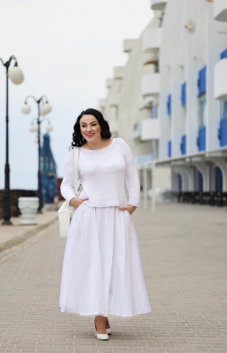 Джемпер АЖУРНОЙ круглой кокеткой на вязальной машине (школа вязания и шитья Lorraine Woolheart ®2014) (ИП Берлизова Лариса.А.)