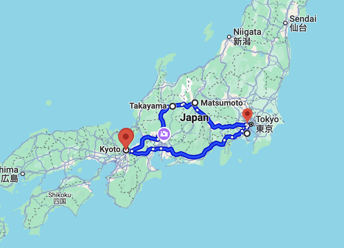 Наш маршрут по Японии