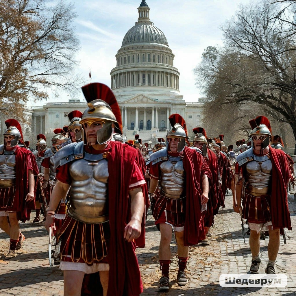 Римские легионы маршируют мимо Капитолия 