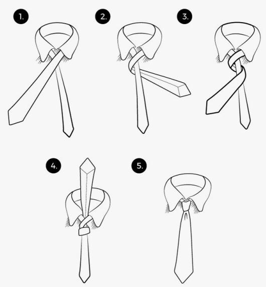 Простой узел (Four-in-Hand)Подходит для повседневного ношения.
Легко завязывается и универсален.