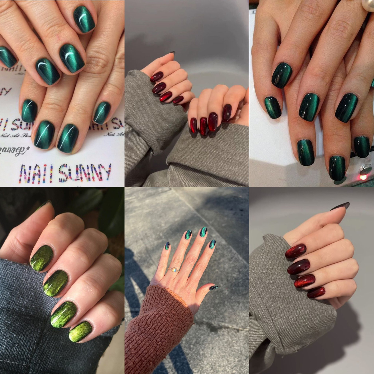 Маникюр кошачий глаз.