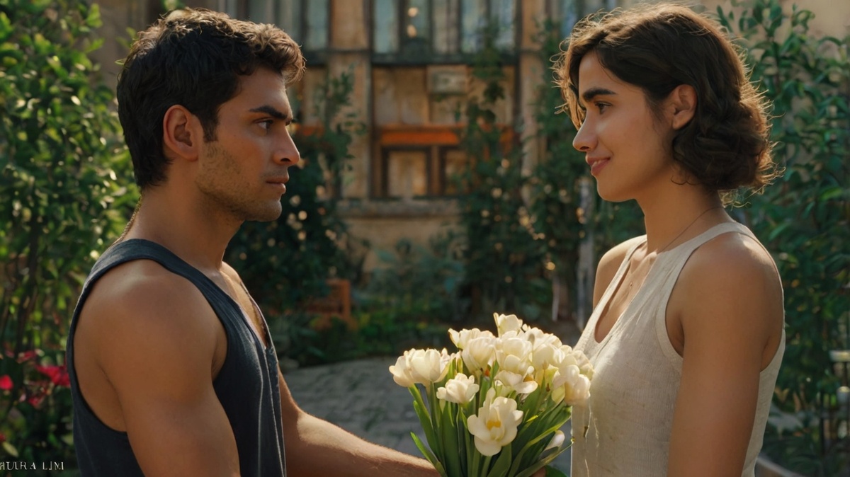 А это курьер, который перепутал этаж и вручил букет её любимых цветов Анастасии.