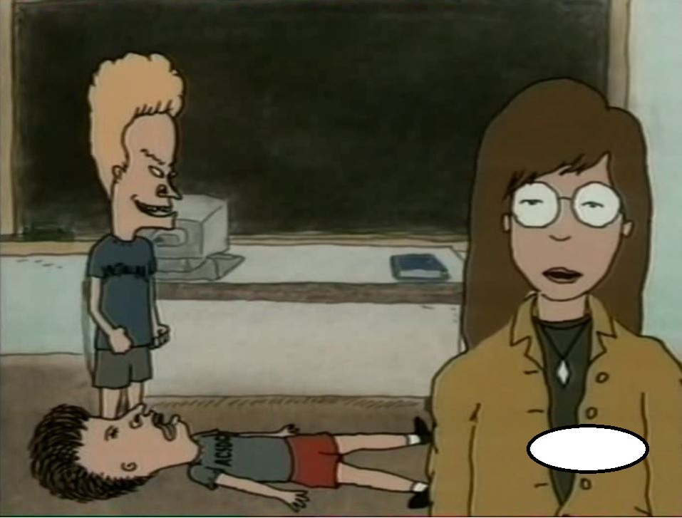 Дарья Моргендорфер и её одноклассники Бивис и Баттхед. Скриншот.